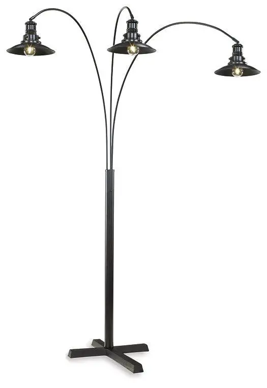 Sheriel Industrial-Style Floor Lamp – Black Steel Tripod Base 1
