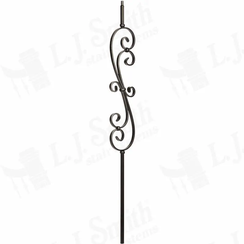 Skinny Scroll Kneewall Baluster – 44-Inch Hollow Iron Design 1