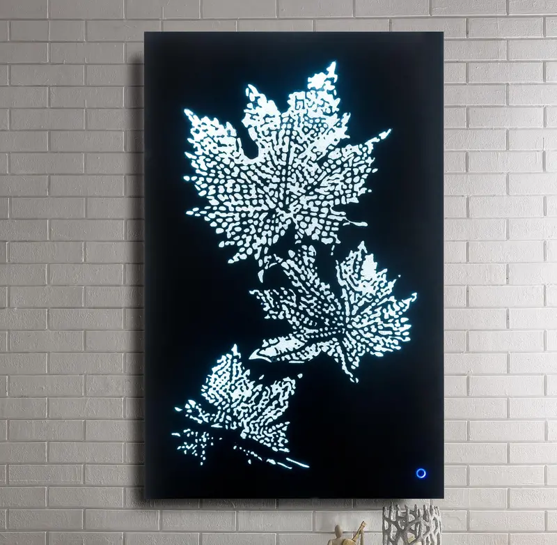 Smoky Glass Hadrias Wall Art With Faux Crystal Accents & Built-In Led Lighting 1