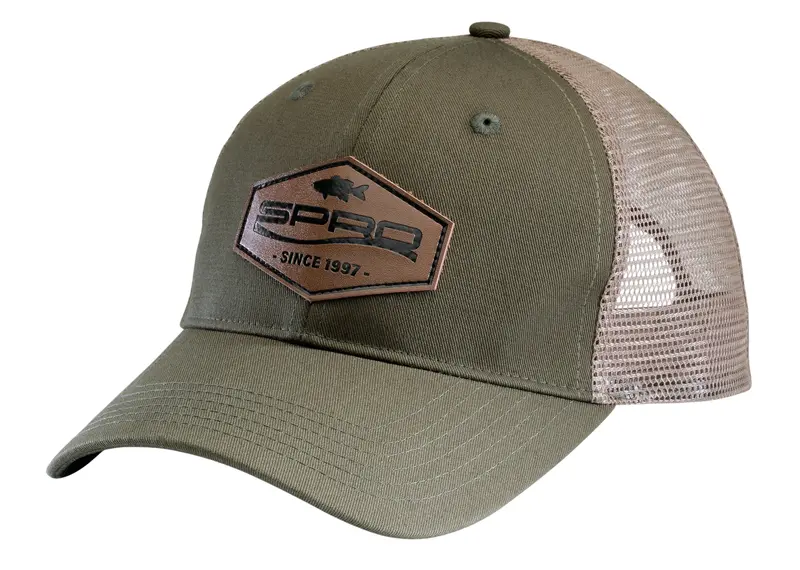 Spro Leather Hat Patch – Green And Brown Design 1
