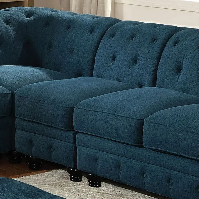 Stanford Armless Accent Chair In Teal Fabric 1