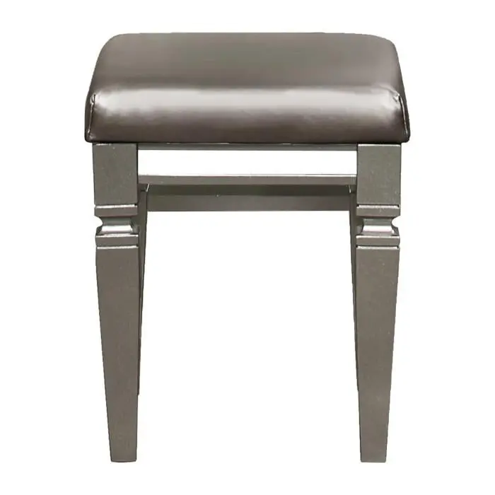 Tamsin Silver Grey Metallic Vanity Stool – Upholstered Seating 1