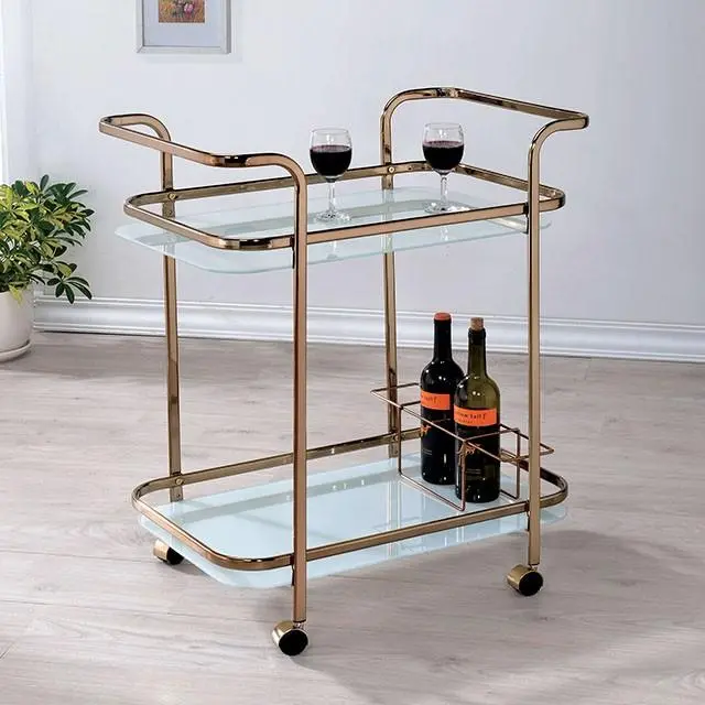 Tiana Champagne Tower Serving Cart With Glass Shelves 1