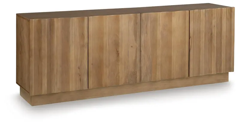 Timkins Slim-Footprint Accent Cabinet With Glass Doors And Open Shelving 1