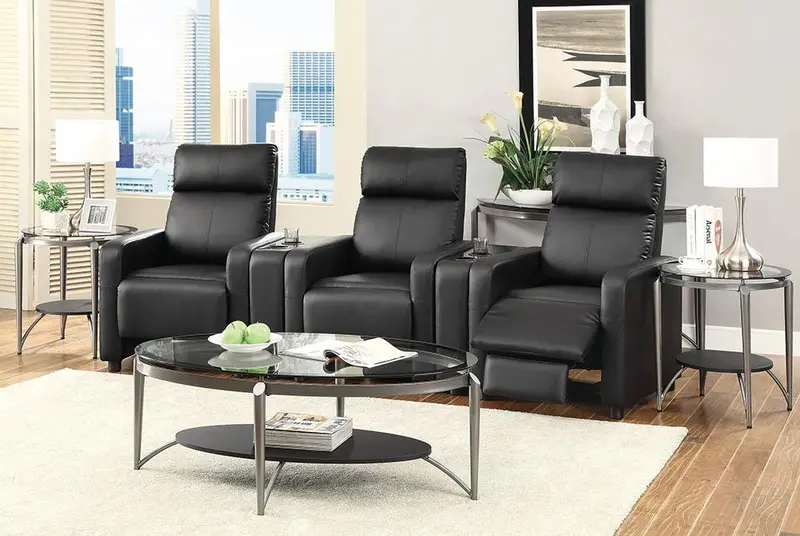 Toohey Black Home Theater Console With Media Storage 1