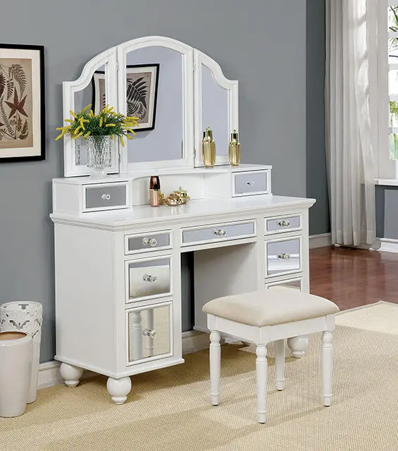 Tracy White Vanity Set With Matching Stool And Ceramic Sink 1