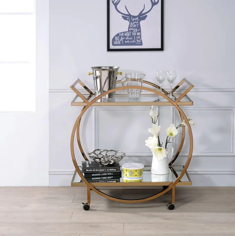 Traverse Champagne-Finished And Mirrored Serving Trolley 1