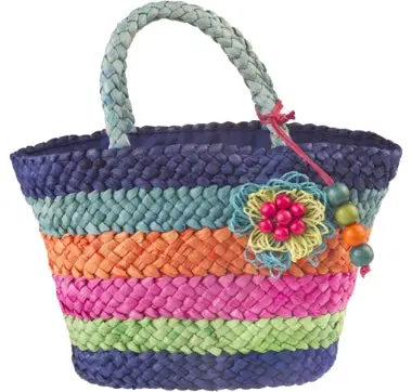 Tuctuc Peacock-Print Wicker Basket 1