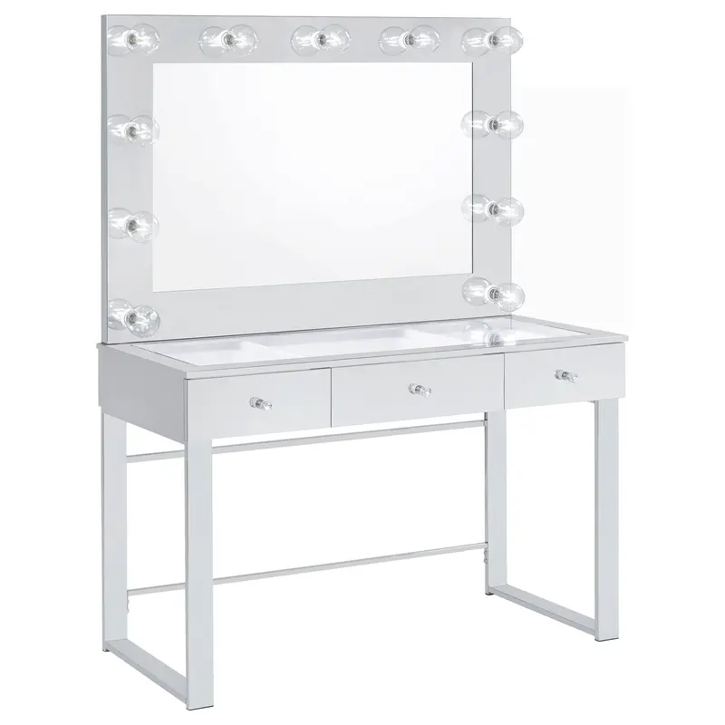 Umbridge Vanity Desk With Backlit Mirror & Storage 1