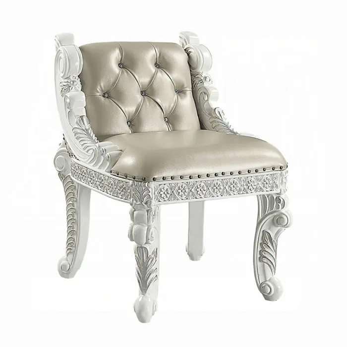 Vanaheim Vanity Stool With Padded Seat And Gold Legs 1