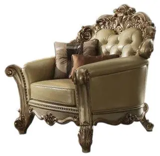Vendome Accent Chair With Decorative Pillows – Gold Patina Finish 1