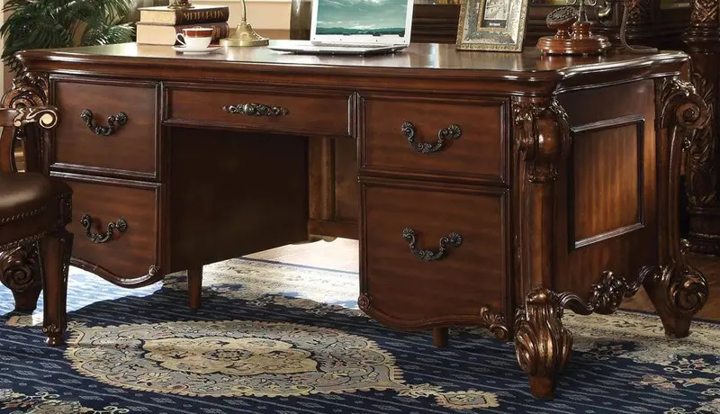 Vendome Five-Drawer Double Pedestal Desk – Cherry Finish 1