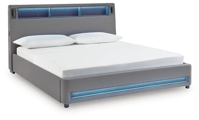 Verishaw Upholstered Platform Bed With Button-Tufted Headboard 1