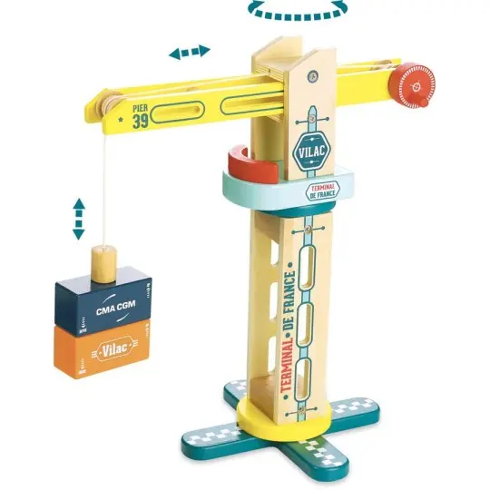 Vilac Vilacity Crane Playset, Wooden Construction Toy For Ages 2+ 1
