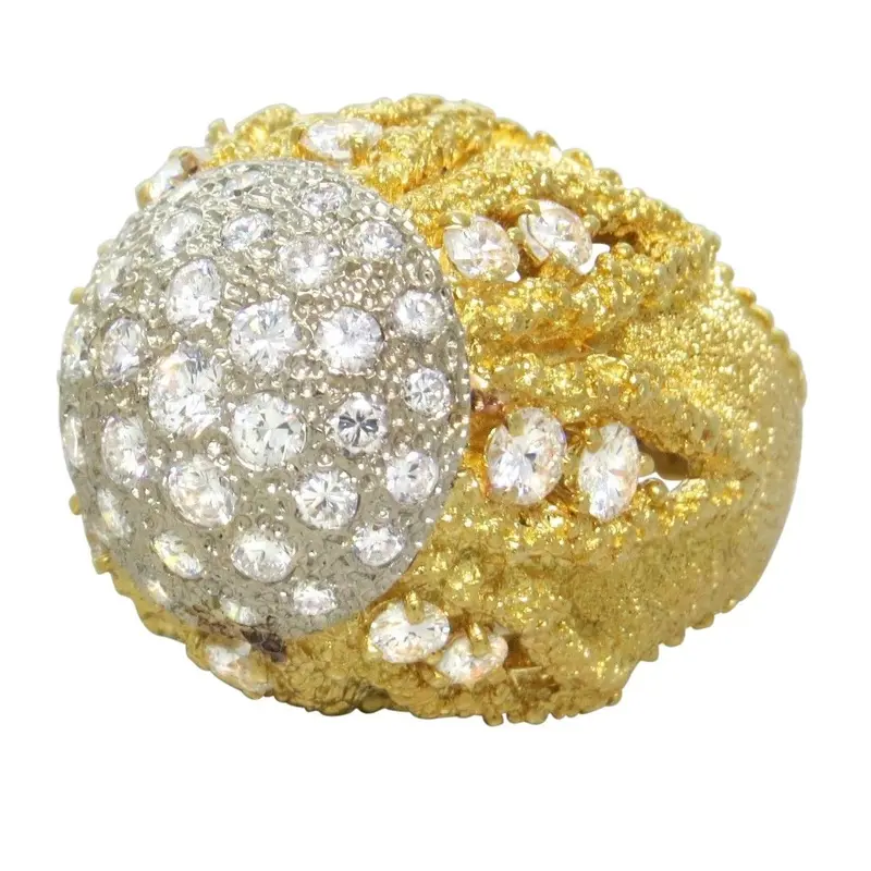 Vintage 1970S Italian Cocktail Ring: 18K Gold With Brilliant-Cut Diamonds 1