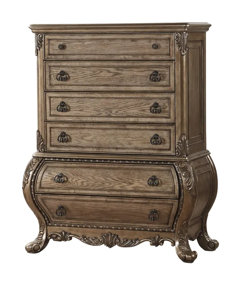Vintage Oak Storage Chest With Weathered Finish 1