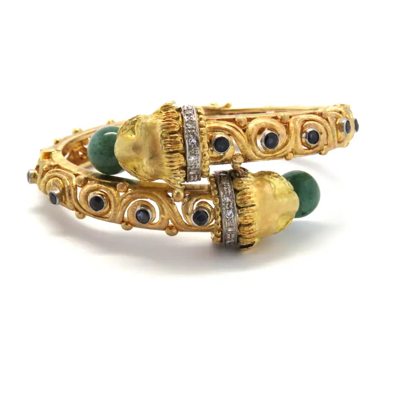 Zolotas Chimera Motif Bracelet Set With Diamonds And Rubies In 18K Gold 1
