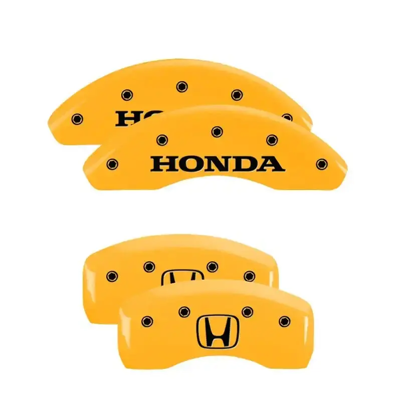 Mgp Engraved 4-Piston Caliper Covers – Yellow Finish With Black Honda Logo (Front & Rear) 1